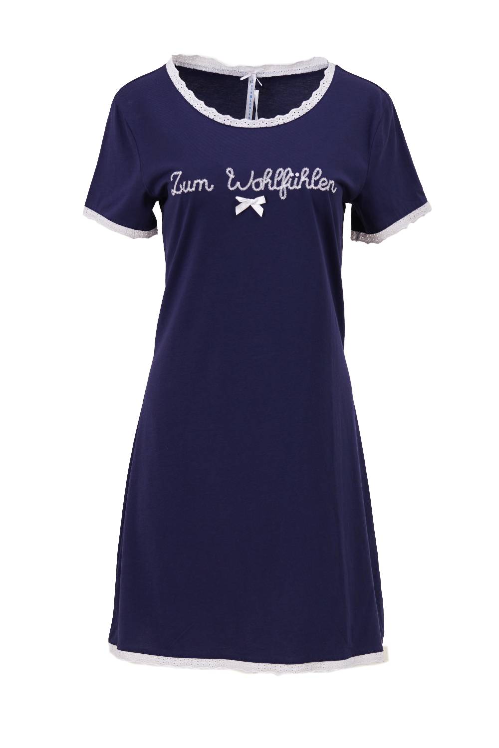 Louis & Louisa Nachthemd Damen Basic "Zum Wohlfühlen", blau Fabrikverkauf