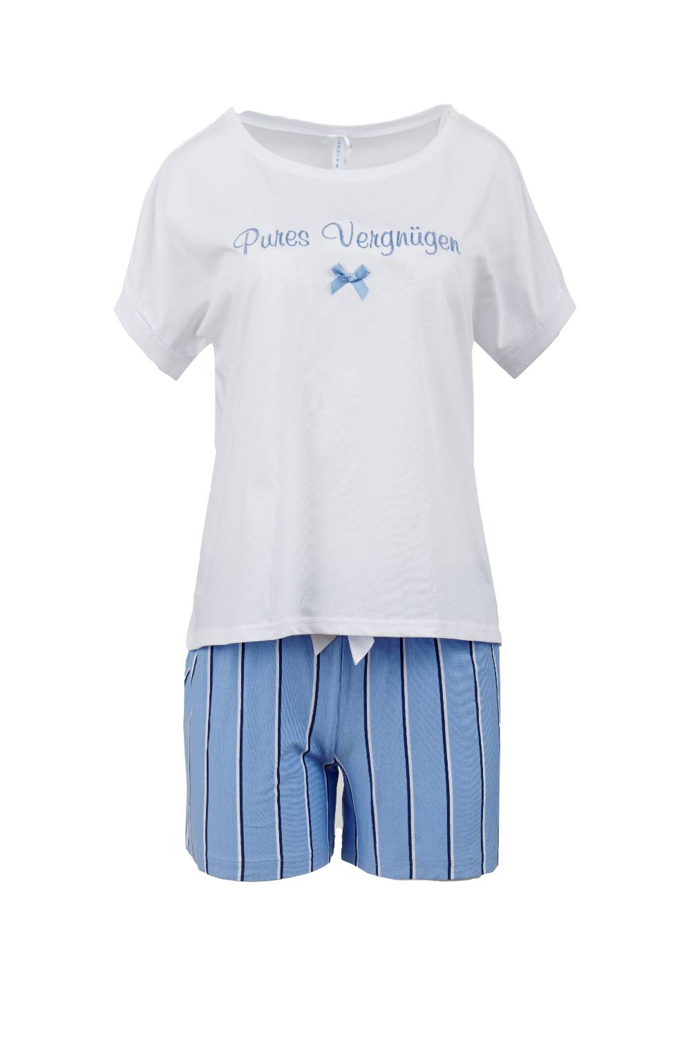 Louis & Louisa Short-Set Damen "Pures Vergnügen", weiß/ blau gestreift Blitzverkäufe