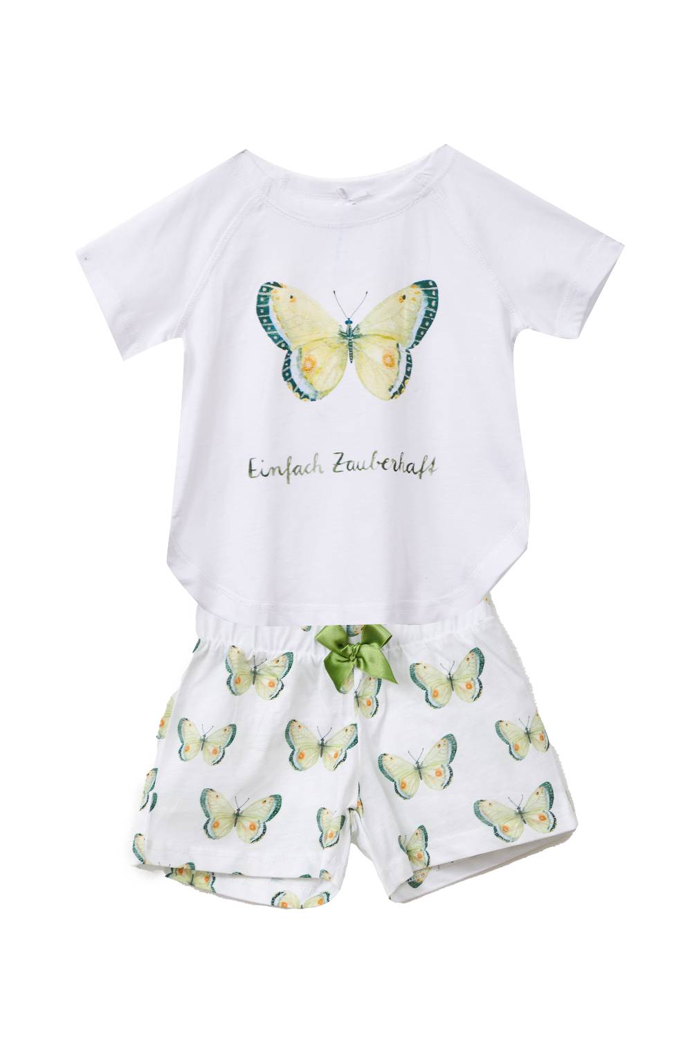 Louis & Louisa Short-Set Kinder "Einfach Zauberhaft" Schmetterling-Druck, weiß allover Günstig kaufen