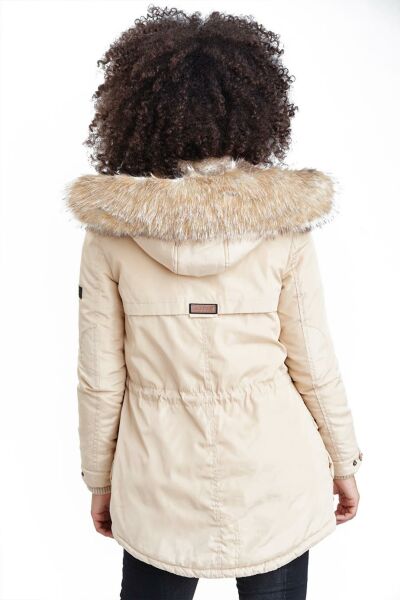 Marikoo Grinsekatze Damen lange Winterjacke mit Kapuze Online