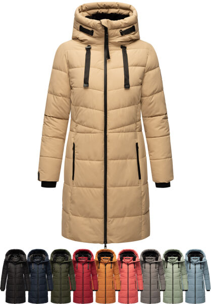 Marikoo Natsukoo Damen Winter Steppjacke lang Räumungsverkauf
