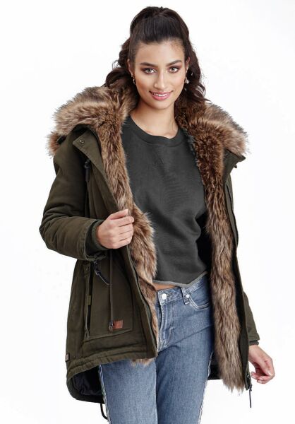 Marikoo Navahoo Daria Damen Parka Jacke mit Kunstfellkragen Online Shopping