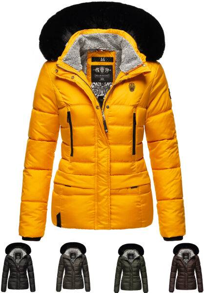 Marikoo Loveleen Damen Winter Steppjacke mit Teddyfell und Fellkragen Riesige Ersparnisse