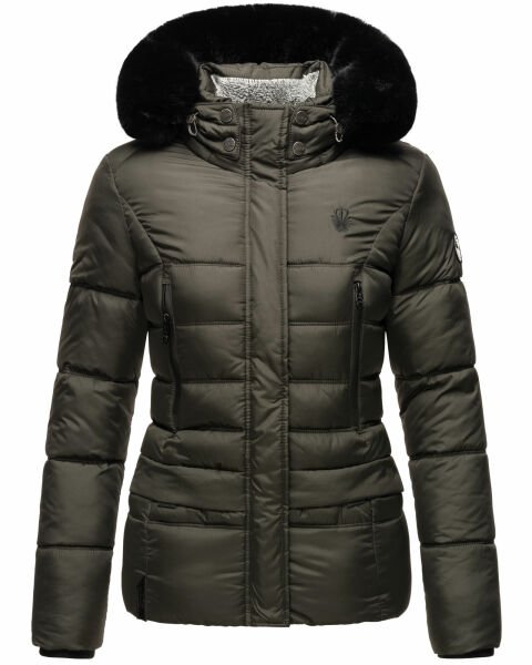 Marikoo Loveleen Damen Winter Steppjacke mit Teddyfell und Fellkragen Riesige Ersparnisse