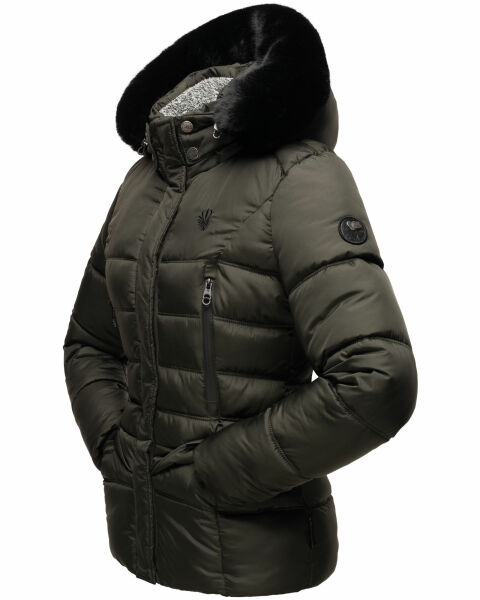 Marikoo Loveleen Damen Winter Steppjacke mit Teddyfell und Fellkragen Riesige Ersparnisse