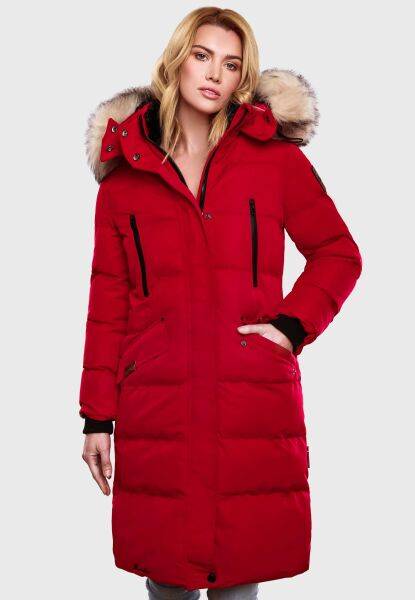 Marikoo Schneesternchen Damen lange Winter Steppjacke mit Kapuze Tiefpreis
