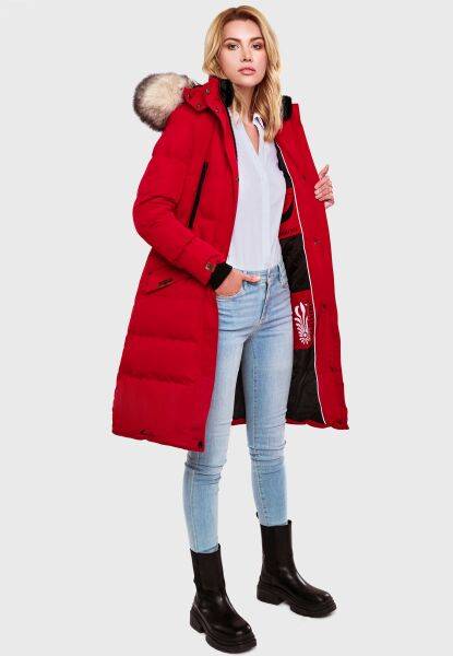 Marikoo Schneesternchen Damen lange Winter Steppjacke mit Kapuze Tiefpreis