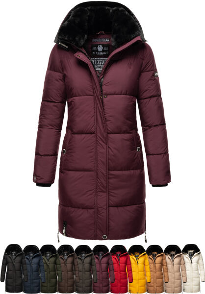 Marikoo Streliziaa Damen lange Winter Steppjacke Fellkragen Super Sparpreis