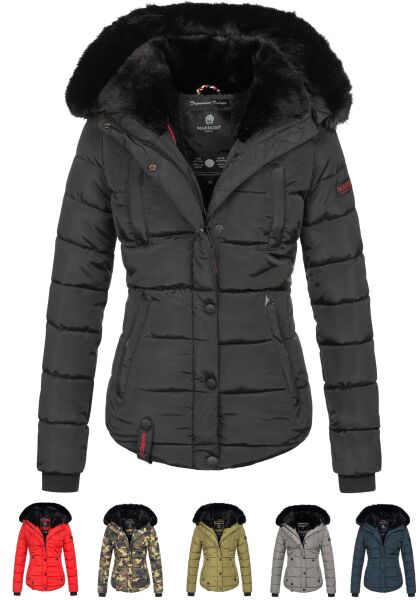 Marikoo Lotusblüte warme Damen Winterjacke gesteppt mit Kunstfell Wochenangebot