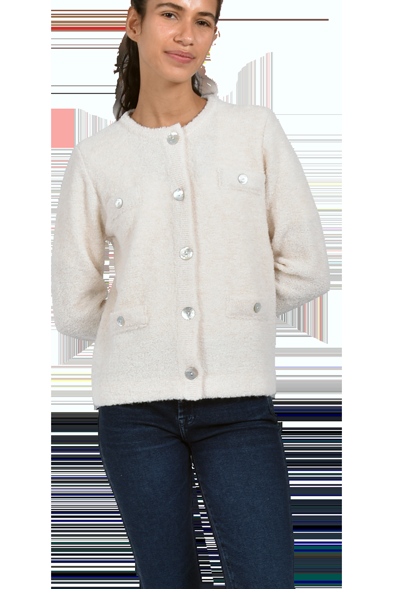 Pierre Claire Exquisite Bouclé-Strickjacke mit Rundhalsausschnitt von Pierre Claire Online Outlet