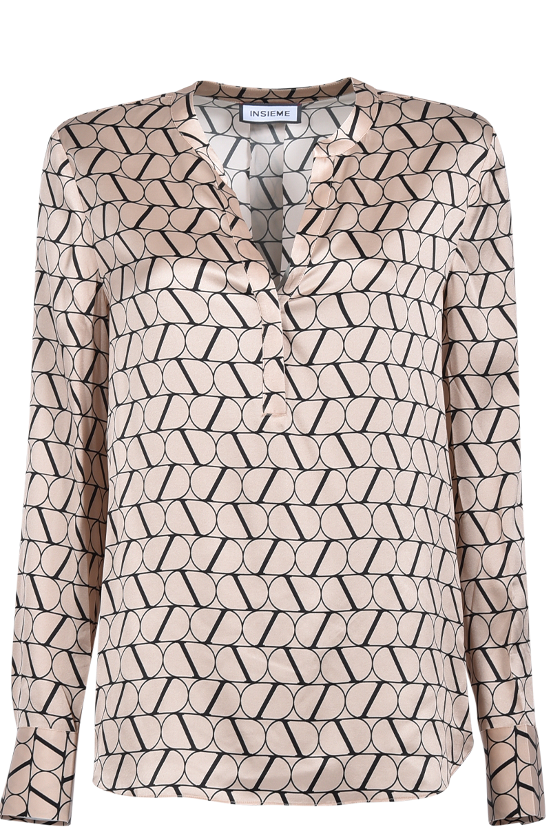 INSIEME Seidenbluse mit V-Ausschnitt und "I" Logo-Druck von INSIEME Riesige Rabatte