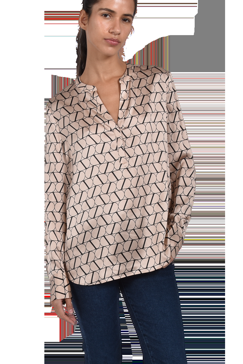 INSIEME Seidenbluse mit V-Ausschnitt und "I" Logo-Druck von INSIEME Riesige Rabatte