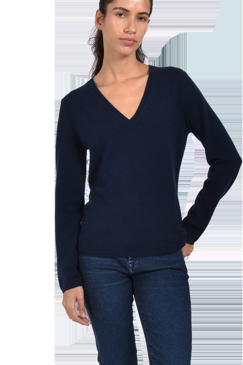 INSIEME Klassischer V-Ausschnitt-Pullover aus 100% Cashmere mit Maschendetail im Rücken von INSIEME Nur für heute