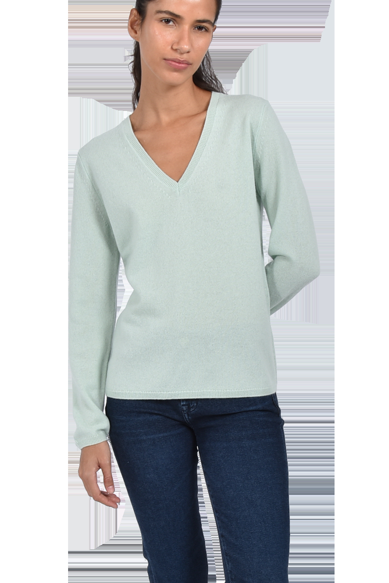 INSIEME Klassischer V-Ausschnitt-Pullover aus 100% Cashmere mit Maschendetail im Rücken von INSIEME Sonderangebot der Fabrik