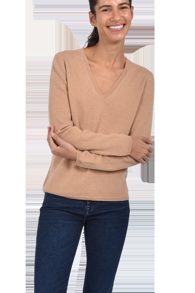 INSIEME Klassischer V-Ausschnitt-Pullover aus 100% Cashmere mit Maschendetail im Rücken von INSIEME Vierteljährliche Förderung