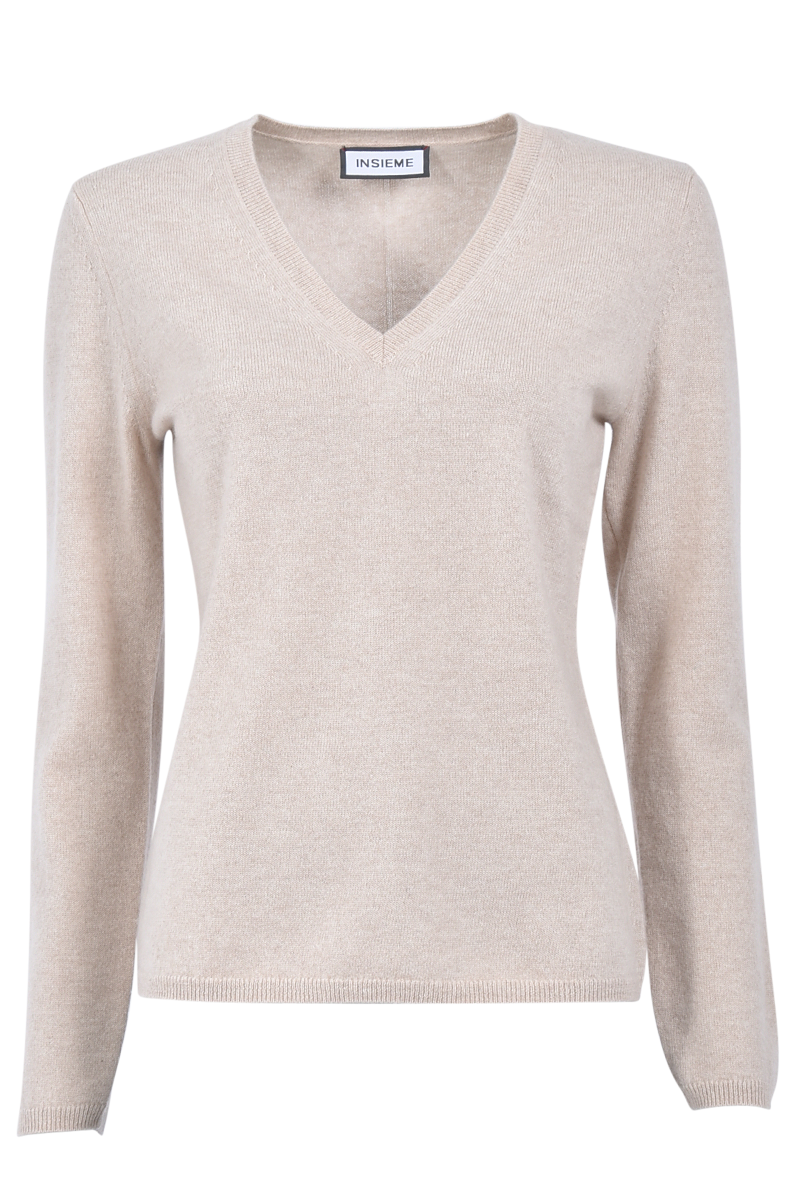 INSIEME Klassischer V-Ausschnitt-Pullover aus 100% Cashmere mit Maschendetail im Rücken von INSIEME Bis zu 55% Rabatt