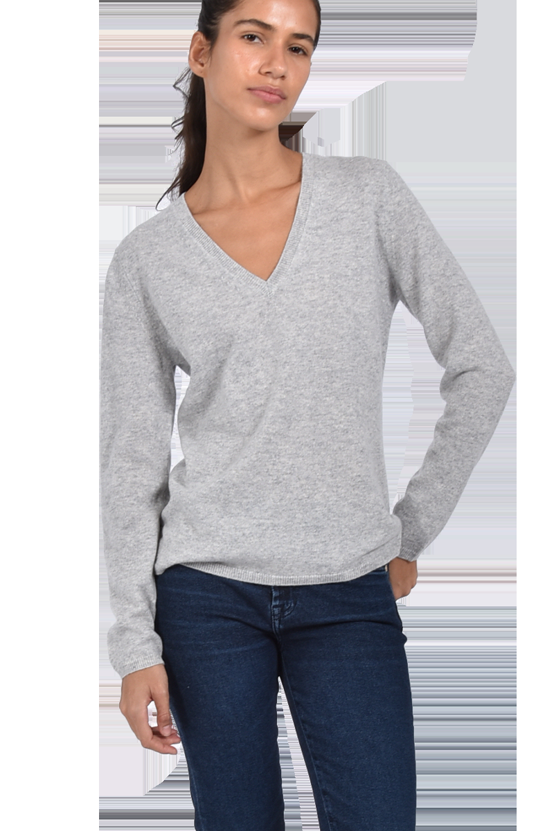 INSIEME Klassischer V-Ausschnitt-Pullover aus 100% Cashmere mit Maschendetail im Rücken von INSIEME Discount Store für neue Produkte