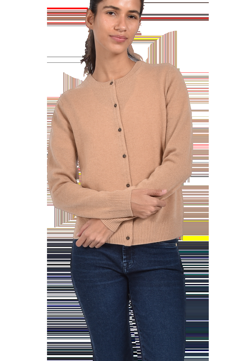 INSIEME Klassische Rundhalsjacke aus 100% Kaschmir mit breitem Bund und senkrechtem Maschendetail im Rücken von INSIEME Riesige Rabatte