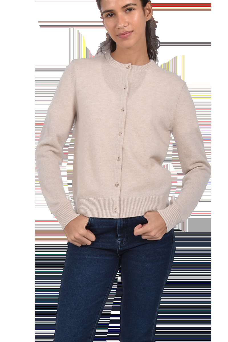 INSIEME Klassische Rundhalsjacke aus 100% Kaschmir mit breitem Bund und senkrechtem Maschendetail im Rücken von INSIEME 50% Rabatt mit kostenlosem Versand