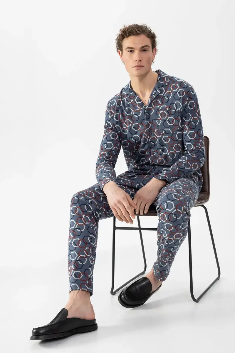 Merxx Langer Pyjama Serie Hexagon Mix Räumungsverkauf