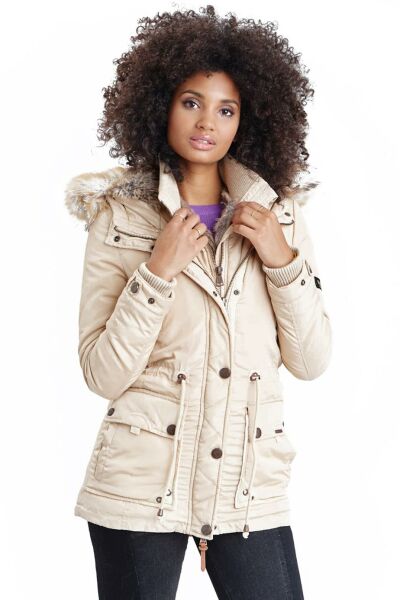 Navahoo Grinsekatze Damen lange Winterjacke mit Kapuze Online