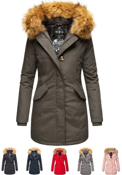 Navahoo Karmaa-Princess Damen Parka Winterjacke mit Fellkragen Black Friday