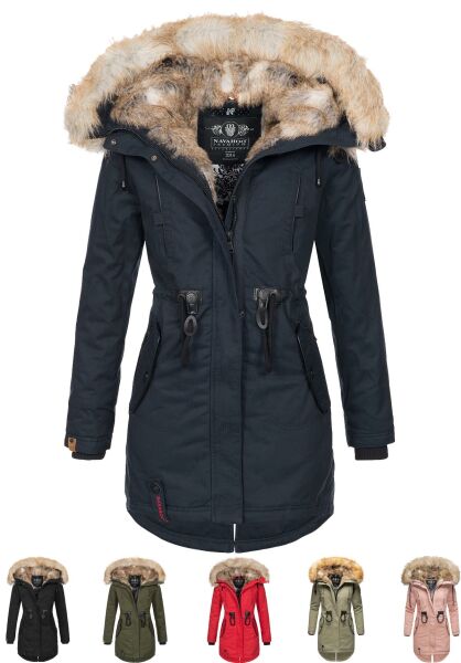 Navahoo Navahoo Bombii Damen Winterjacke lang mit Kunstfell Valentinstagsangebot