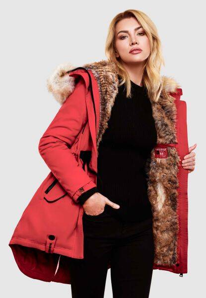 Navahoo Navahoo Bombii Damen Winterjacke lang mit Kunstfell Valentinstagsangebot