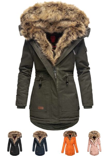 Navahoo Navahoo Daria Damen Parka Jacke mit Kunstfellkragen Blitzverkäufe