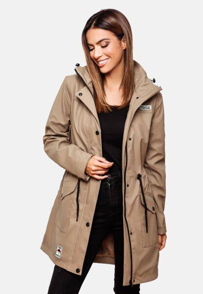 Navahoo Navahoo Deike Damen Regenjacke Regenmantel lang Teddyfell Kostenloser Versand