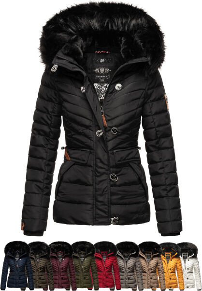 Navahoo Navahoo Wisteriaa Damen Winter Steppjacke mit Kapuze und Fellkragen Angebote