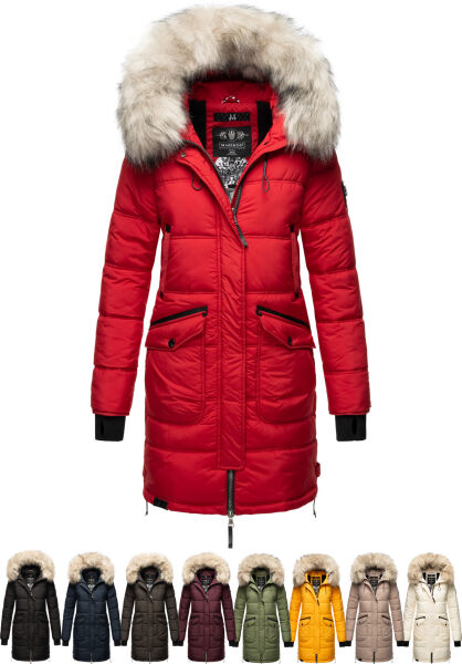 Navahoo Chaskaa Damen lange Winter Steppjacke mit KunstfellKragen Top Angebot