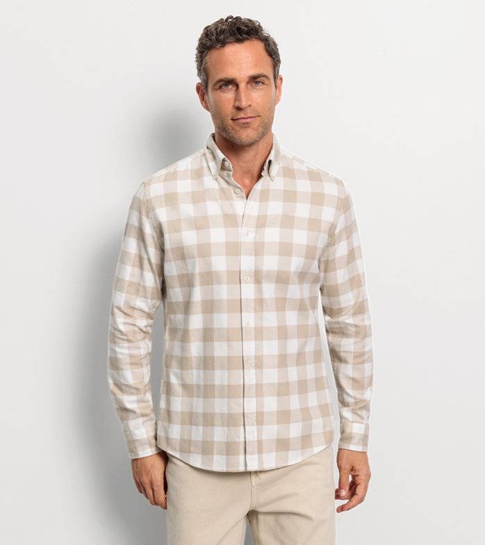 Oblymp Casual, Freizeithemd, regular fit, Button-down, Beige Jubiläumsangebot