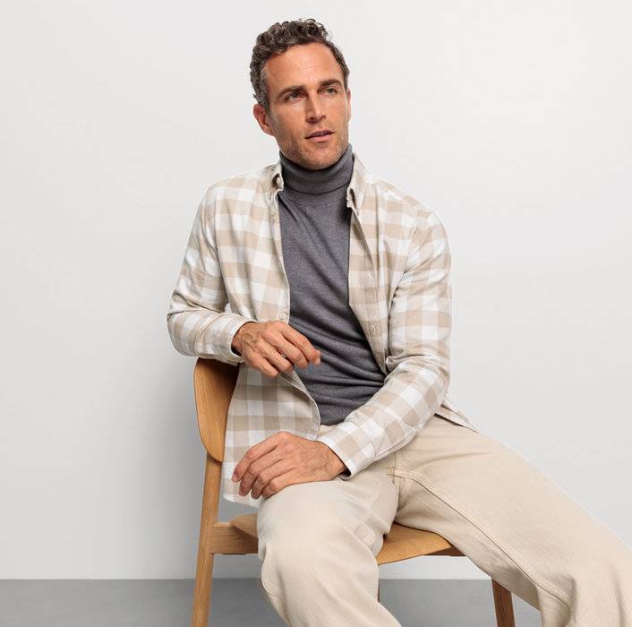 Oblymp Casual, Freizeithemd, regular fit, Button-down, Beige Jubiläumsangebot