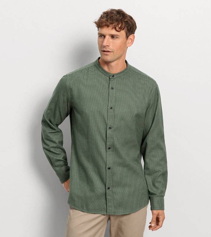 Oblymp Casual, Freizeithemd, regular fit, Stehkragen, Oliv Saisonale Angebote