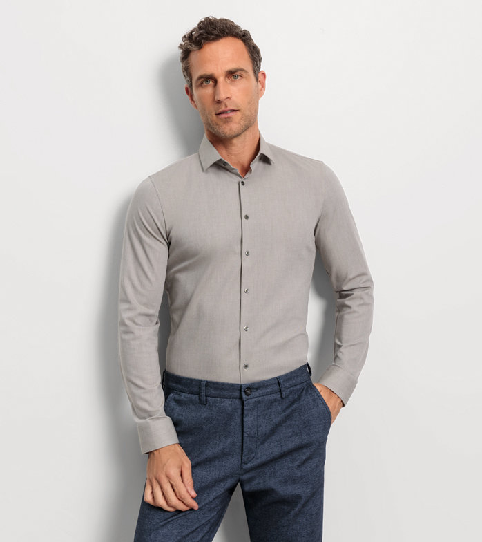 Oblymp No. Six 24/Seven, Businesshemd, super slim, Modern Kent, Oliv Sonderangebot der Fabrik
