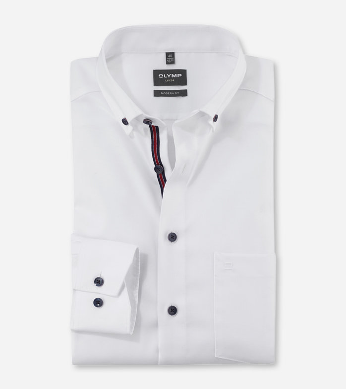 Oblymp Luxor, Businesshemd, modern fit, Button-down, Weiß Kostenloser Versand international