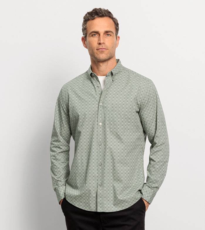 Oblymp Casual, Freizeithemd, regular fit, Button-down, Grau-Grün Fabrikpreis
