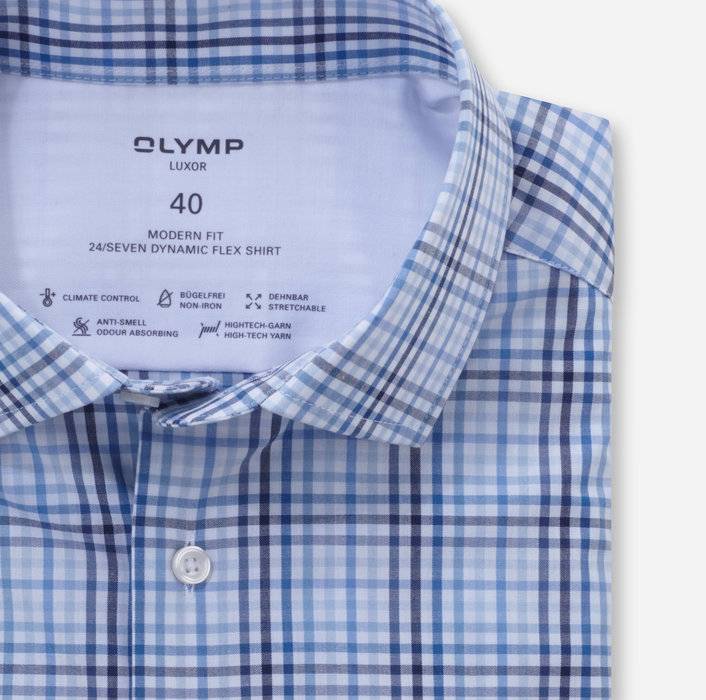 Oblymp Luxor 24/Seven, Businesshemd, modern fit, Global Kent, Bleu Große Rabatte