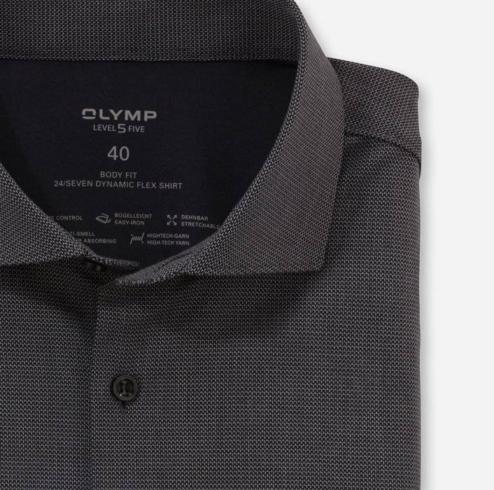Oblymp Level Five 24/Seven, Businesshemd, body fit, Kent, Schwarz Begrenzte Freigabe
