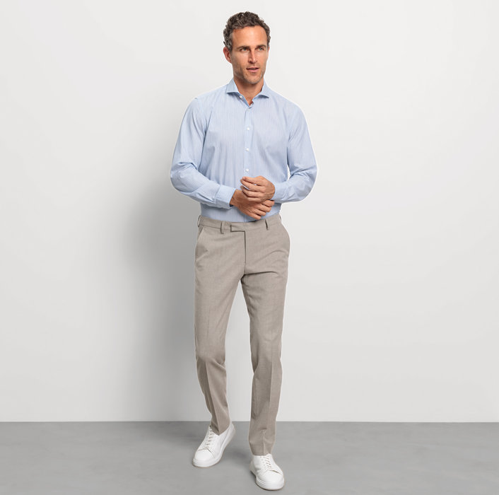 Oblymp Level Five garment washed, Businesshemd, body fit, Haifisch, Bleu Nur für heute