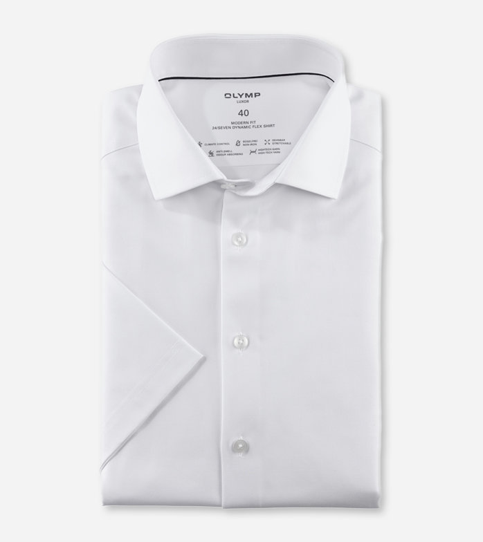 Oblymp Luxor 24/Seven, Businesshemd, modern fit, Global Kent, Weiß Fabrik Onlineshop
