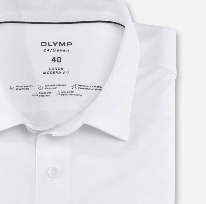 Oblymp Luxor 24/Seven, Businesshemd, modern fit, New Kent, Weiß Fabrikpreis