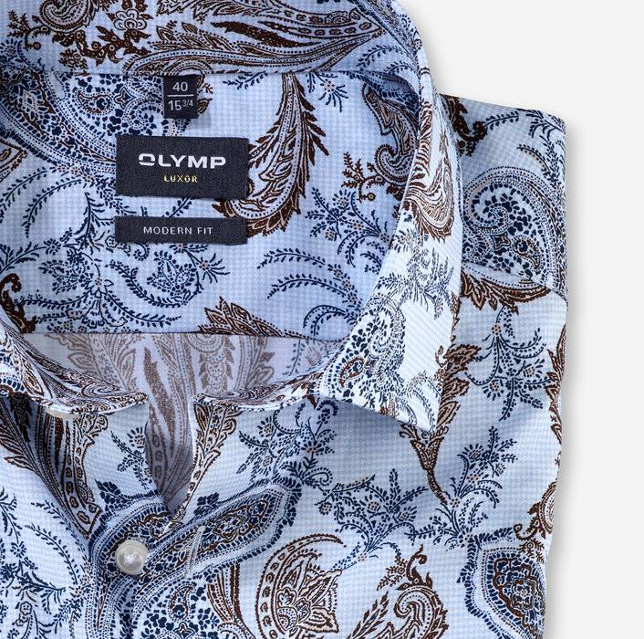 Oblymp Luxor, Businesshemd, modern fit, Global Kent, Bleu Große Rabatte