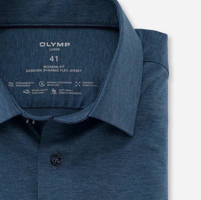 Oblymp Luxor 24/Seven, Businesshemd, modern fit, New Kent, Rauchblau Riesige Rabatte
