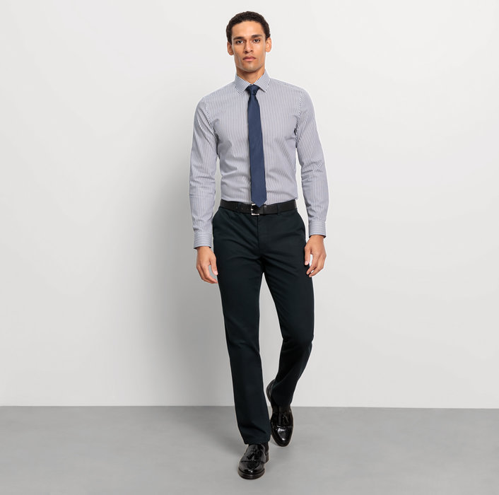 Oblymp No. Six, Businesshemd, super slim, New York Kent, Marine Günstiger Verkauf