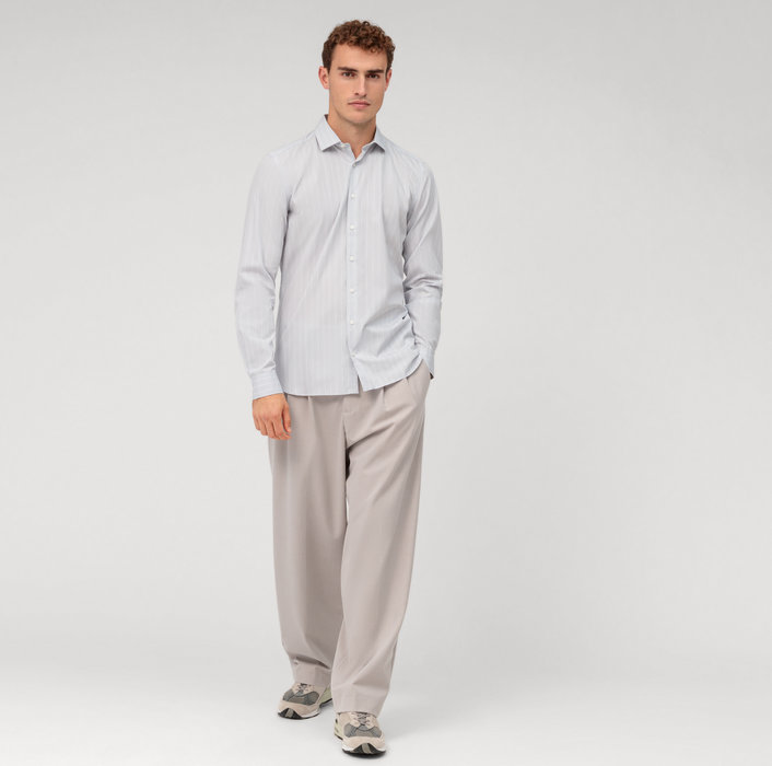 Oblymp Level Five garment washed, Businesshemd, body fit, Kent, Silbergrau Begrenztes Angebot