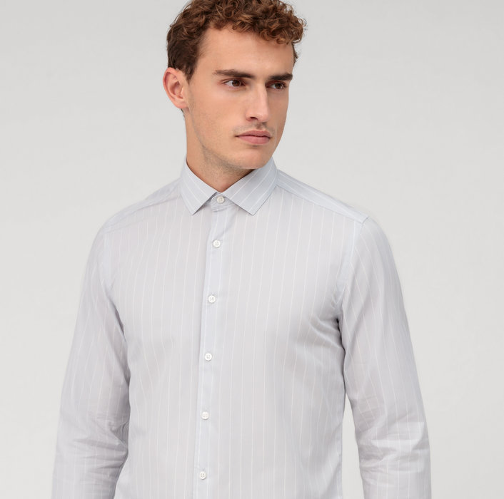 Oblymp Level Five garment washed, Businesshemd, body fit, Kent, Silbergrau Begrenztes Angebot