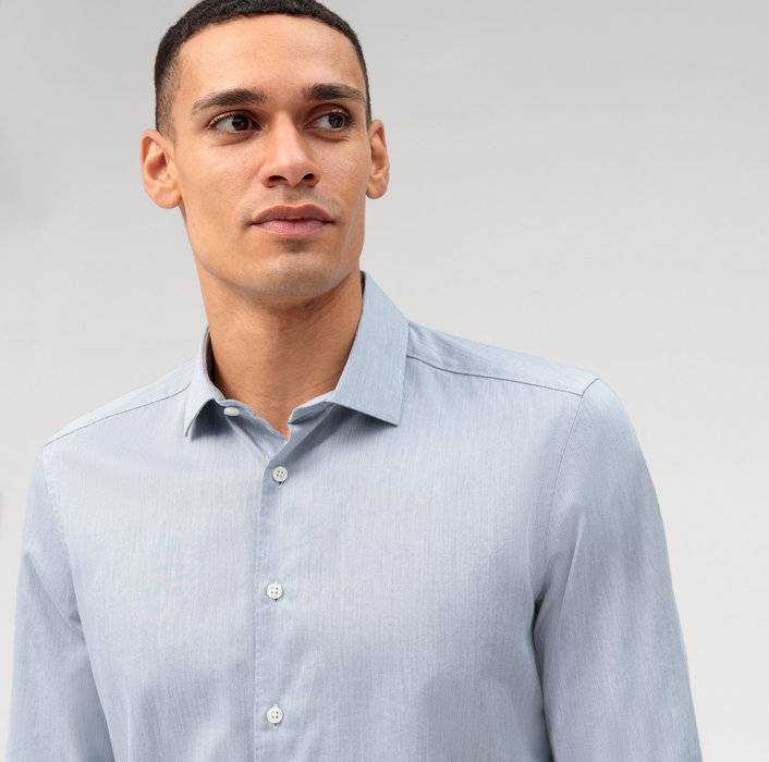 Oblymp Level Five garment washed, Businesshemd, body fit, Kent, Bleu Exklusivangebot