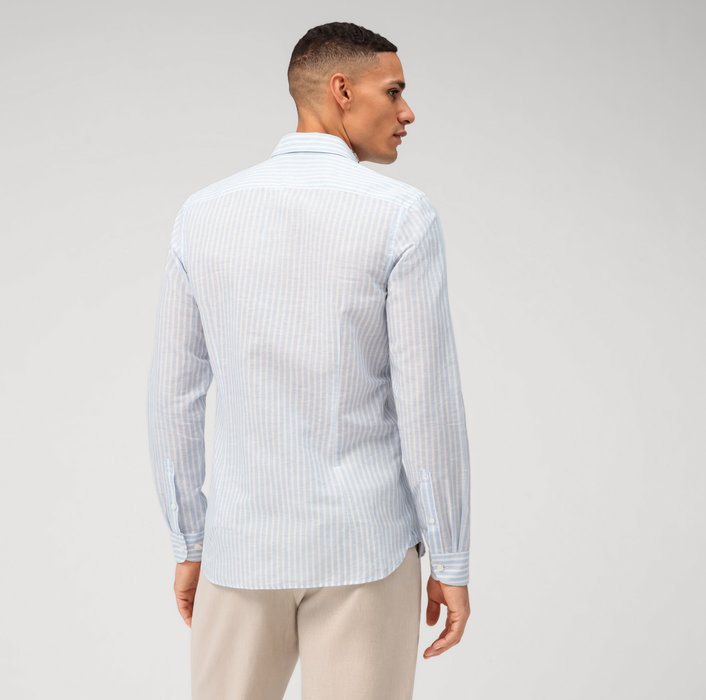Oblymp Level Five garment washed, Businesshemd, body fit, Kent, Bleu Jubiläumsangebot